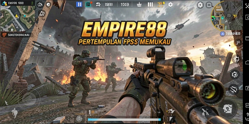 Screenshot gameplay EMPIRE88 dengan aksi pertempuran FPS yang mendebarkan.