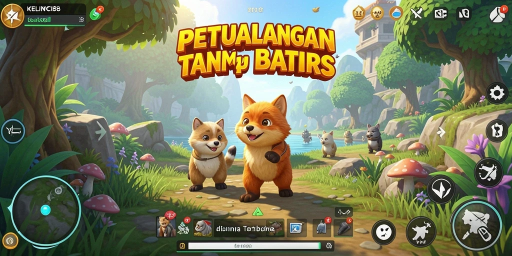 Screenshot gameplay KELINCI88 menampilkan petualangan di dunia terbuka yang luas.