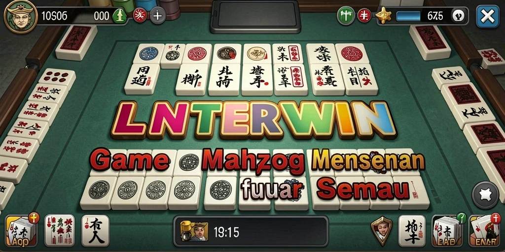 Screenshot game LNTERWIN menampilkan gameplay seru Mahjong.