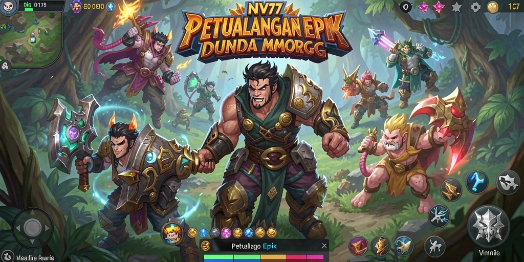 Tangkapan layar gameplay NV77 menampilkan aksi pertempuran yang mendebarkan di dunia MMORPG.