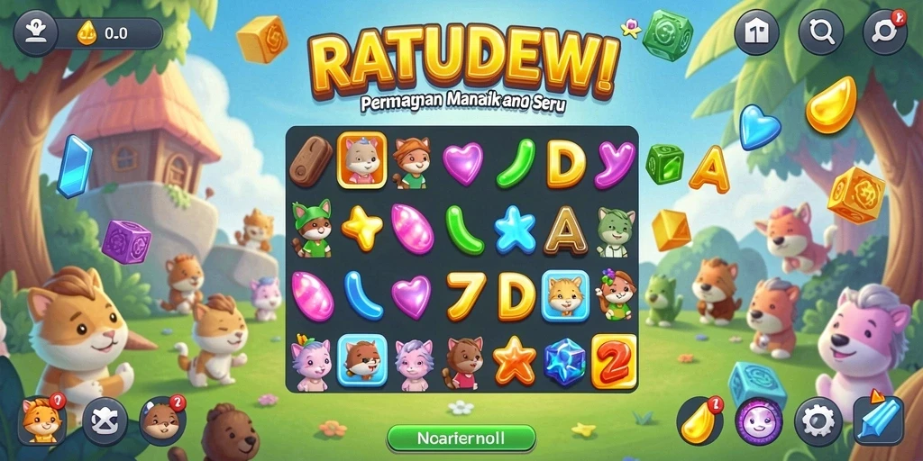 Screenshot gameplay RATUDEWI yang menunjukkan aksi Match-3 yang mendebarkan.