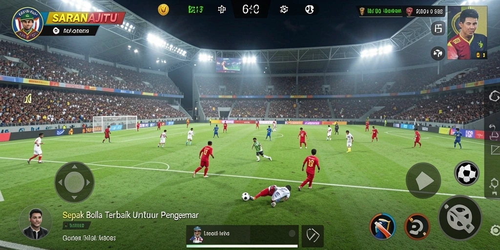 Tampilan gameplay <strong>SARANAJITU</strong> yang mendebarkan saat pertandingan sepak bola.