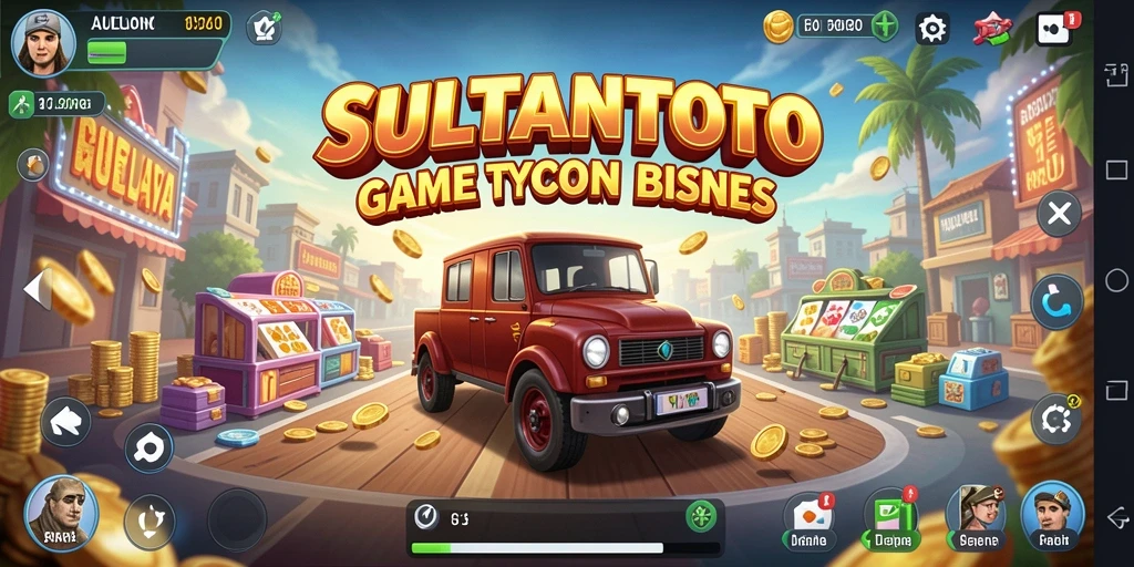 Tampilan gameplay SULTANTOTO yang menampilkan pengelolaan bisnis yang seru.