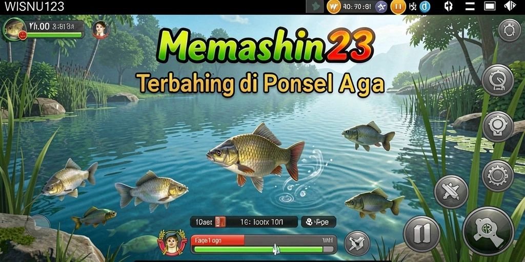 Tampilan gameplay WISNU123 yang menarik saat memancing ikan.